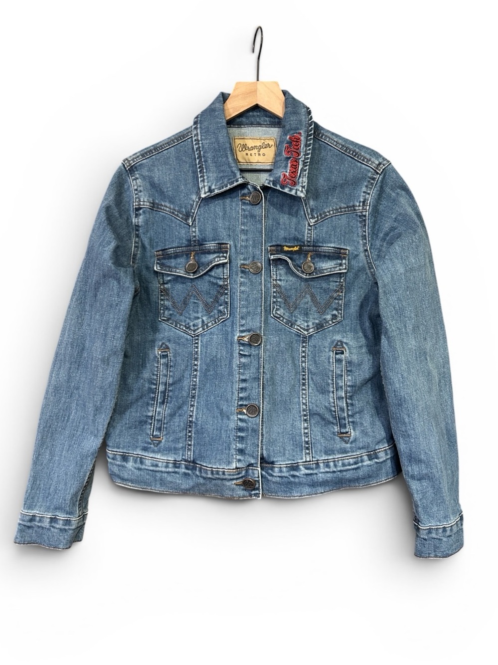 Wrangler Retro Texas Tech Red Raiders Denim Jean Jacket Women’s Size Medium - Picture 2 of 12